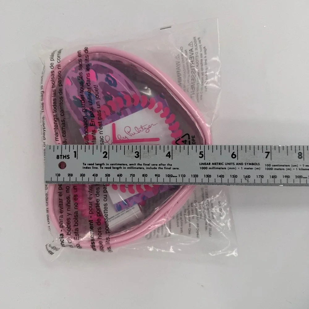 Lilly Pulitzer x Teleties Heart Hair Set Pouch Brush Ties Pink Leopard 012013